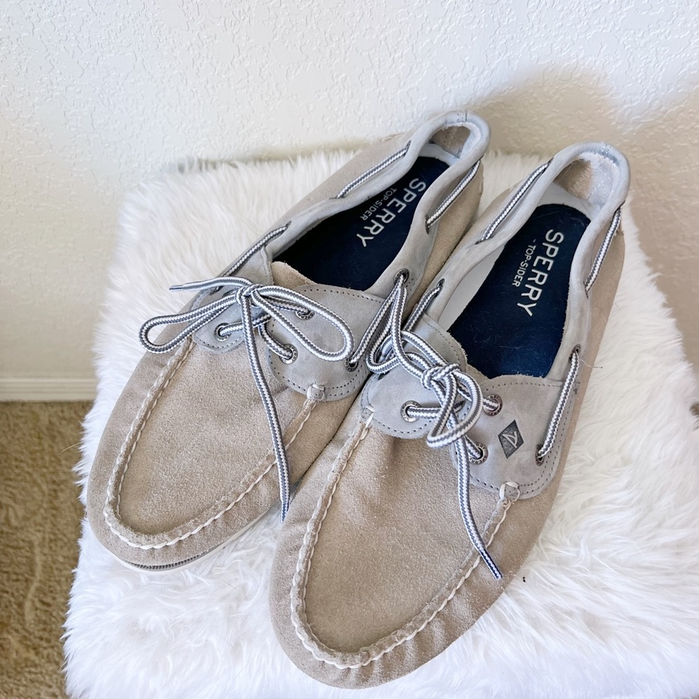 Sperry Beige Suede Boat Shoes